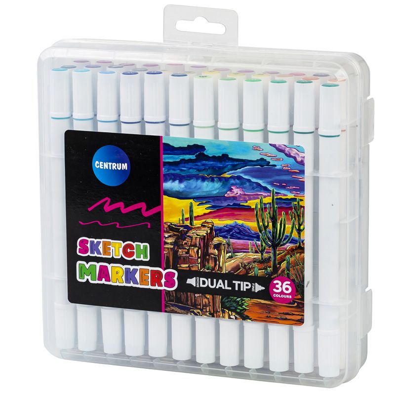 Marker scetch kahe otsaga 36värvi, plastkarbis,Centrum